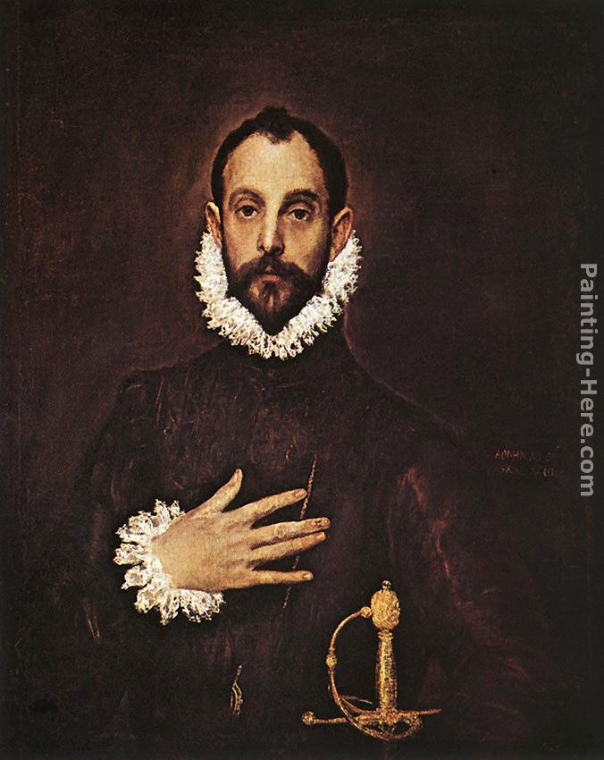 The Knight with His Hand on His Breast painting - El Greco The Knight with His Hand on His Breast art painting